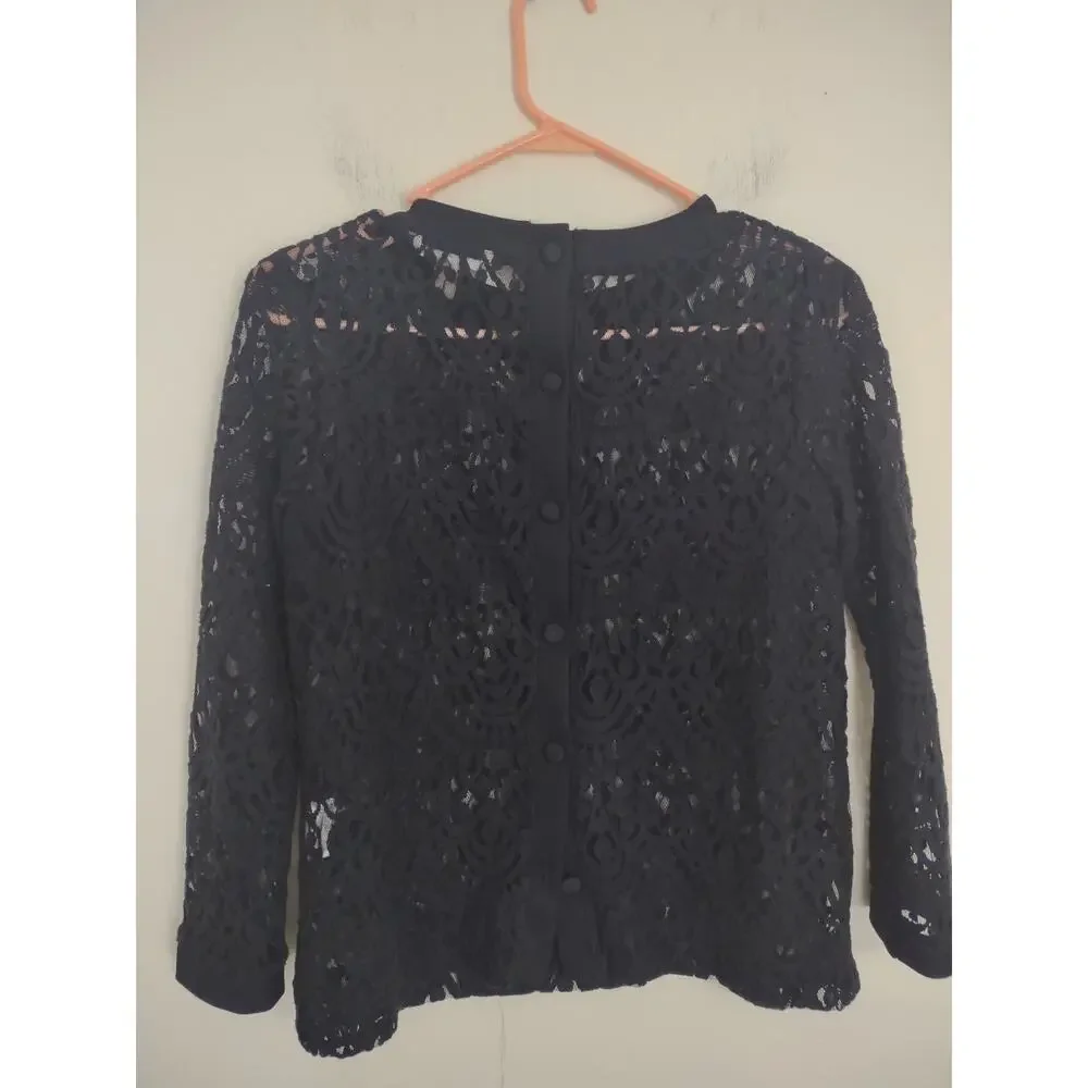 Banana‎ republic Lace Sheer Blouse Black Size Small Grunge Whimsigoth